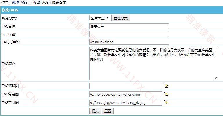 帝国CMS二次开发：为tags添加封面图片功能