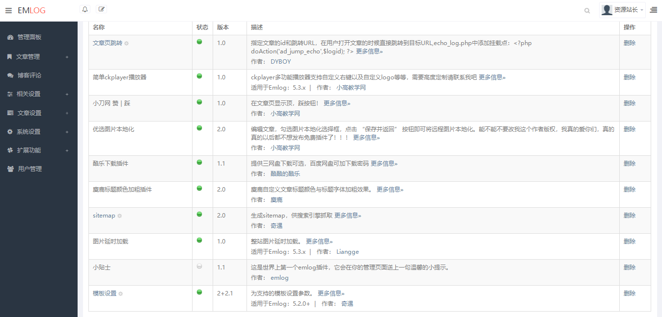 Emlog麋鹿资源网模板+整站源码打包下载