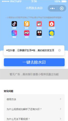 抖音短视频去水印小程序源码